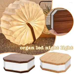 Night Lights Organ Book Lamp Wooden Simple European American Style Gifts Bedroom Lantern Folding Light Table Decoration Creat M8a5