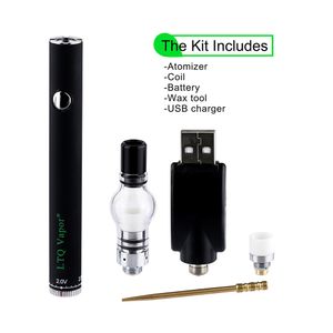 Orijinal LTQ Cam Globe Atomizer Seramik / Metal Çift Kuvars Bobin Vs Kafatası / Bükülmüş Cam Küre / Çift Ampul / Tam Cam Balmumu Buharlaştırıcı Kiti