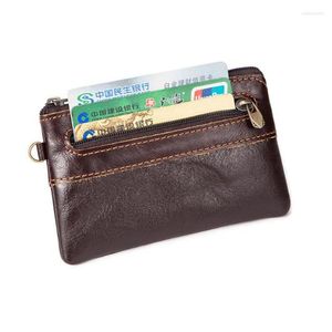 Wallets Useful Men's Women's Genuine Leather Coin Purse Zipper Wallet Card Holder Vintage Retro Pouch Sell