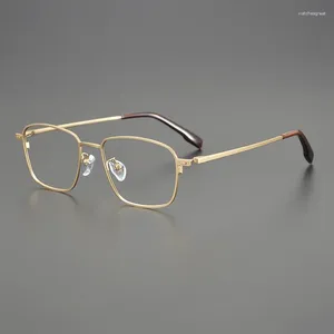 Solglasögon titanium vintage runda glasögon ram män kvinnor anti blå ljus myopia optisk recept glasögon guld