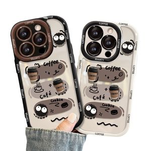 Graffiti coffee coal ball doll phone case suitable for 14 promax 13 11 15 silicone funny