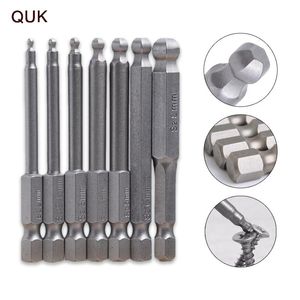 Utensili manuali QUK Set di punte per cacciavite magnetico 7 pezzi Strumento di riparazione di perforazione per avvitatore pneumatico elettrico con estremità sferica da 1/4 di pollice di precisione