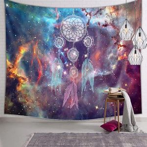 Tapisseries Dream Catcher Tapestry Färgglad fjäder Starry Sky för sovrum vardagsrum sovsal vägg hängande dekor