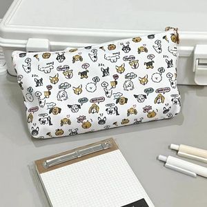 Stationery Japanese Canvas Puppy Large Capacity Printing Middle High School Students Cute Bag Storage Pen Box