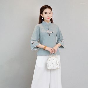 Ethnic Clothing Chinese Costume For Women Elegant Ladiestang Suit Autumn Top Pants Set Embroidery Blouse Hanfu Solid Color Loose Casual