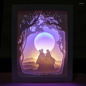 Ночные огни Mo Dao Zu Shi Cos Cos Light Untamed Wei Wuxian Paper Cut Atmosphere Lamp 3D Paper Carving Art Power для спальни для спальни