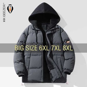 メンズダウンパーカー冬のジャケットメンメンパーカス濃厚暖かい綿パーカーコート特大6xl 7xl 8xlプラスウインドブレイクブラックルーズオスの防水J231102