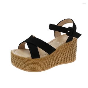 Sandals Women's Summer 2023 Wedding Bridal High-heeled Wedge-heeled Sponge Cake Thick-soled Roman Shoes Tide