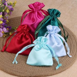 Shopping Bags 15pcs/lot 8x10cm Drawstring Silk Satin Bag Pouch Luxury Hair Jewelry Cosmetic Makeup Storage Packaging