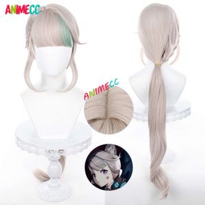 Lynette Genshin Impact Fontaine Cosplay 95 cm Capelli sintetici resistenti al calore Anime Gioco di ruolo + orecchio + protezione della parrucca cosplay