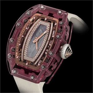 Relógio de pulso mecânico automático Richarmill Relógio de luxo relógios masculinos Swiss Series Womens Series RM0702 Original Diamond Womens Watch Pink Sapphire Cryst WN-9K78