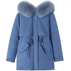 Trench da donna Giacca lunga in cotone felpato 2023 Abbigliamento donna Capispalla invernale Cerniera con cappuccio Casual spesso caldo