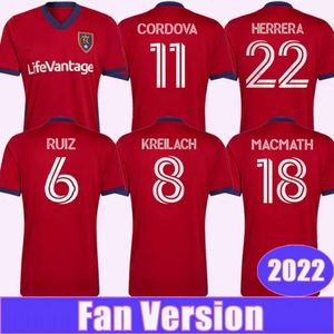 Qqq8 2022 Real Mens Soccer Jerseys Salt Kreilach Wood Ruiz Meram Cordova Glad Math Herrera Lake Home Football Shirt Adult Short Sleeve