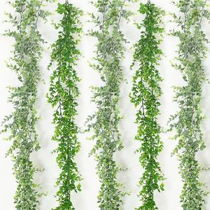 Decorative Flowers 6Feet Faux Eucalyptus Garland Vines Plant Artificial Vine Hanging Greenery Leaves For Wedding Home Wall Decor