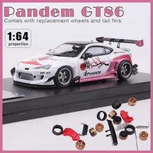 Modellino auto 1 64 Pandem GT86 Rocket Bunny Modello in lega Auto Rivestimento in fiore di ciliegio 231101