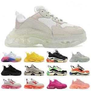 Designer Triple s Sneakers Clear Sole Leather Black White Grey Green Red pink blue Royal Neon Trainers Tennis Men Women Old Dad platform Trainers