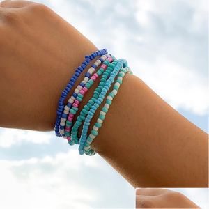 Catena a maglie Catena Ingemark Boho Mix Color Seed Bead Bracciale Set per le donne Pseras Strand Braccialetti con ciondoli Braccialetti Polso Mano A Dhgarden Dhbzr