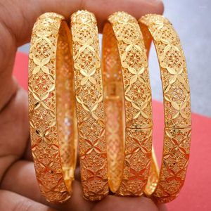 Bangle 4pcs/Lot Gold Color Bangles для женщин девочки Dubai Circle Ювелирные украшения арабский африканский металл