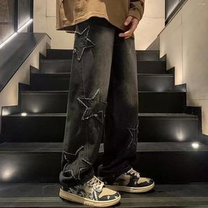 Jeans da uomo Pantaloni in denim elasticizzato Pentagramma Pantaloni dritti Hip Hop High Street Boyfriend 2023 Casual coreano