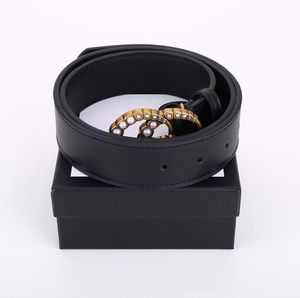 Classic designer mens belt for womens belts fashion Pearl big buckle rhinestone buckles women waistband Width 3.8cm 3.4cm leather lovers leash with box