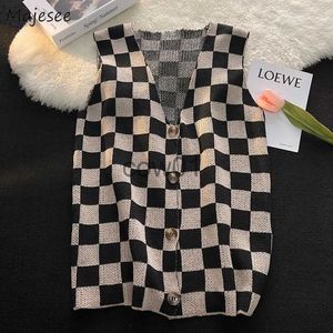 Kamizelki męskie kamizelki sweter men s-3xl vintage dzianin harajuku kratę y2k odzież koreańska moda unisex preppy all-me-me-de-deche przystojny j231102