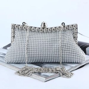 Shoulder Bags Evening Gold Clutch Bag Glitter Bead DESIGN Elegant Woman Party Vintage Fashion Bridal Purse Silver Handbags Night