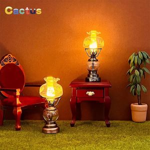 Doll House Accessories 1 12 Dollhouse Miniature LED Light Candlestick Lamp Desk Home Lighting Model Furniture Decor Toy 231102