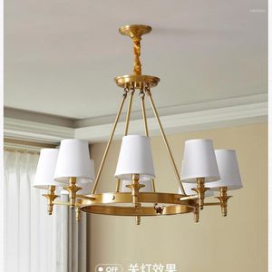 Kronleuchter Home Dekorativer großer Vintage-Kupfer-Anhänger-Kronleuchter Led-Licht Lamparas für Wohnzimmer Schlafzimmer El Luxury