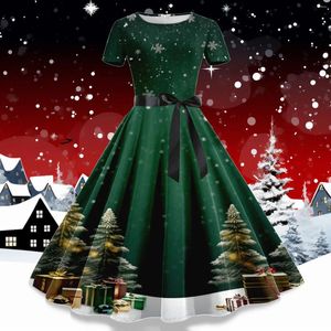 Vestidos casuais 50s vintage manga curta verão a linha retro vermelho swing vestido natal mulheres gala festa formal vestido 70s verde 2023