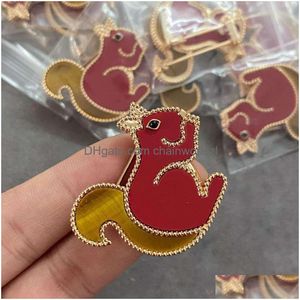 V Gold Plated Mijin Squirrel Animal Breast Needle Vanly Cleefly Lucky Children Series CNC High Edition Network Red Drop Delivery Dhizo