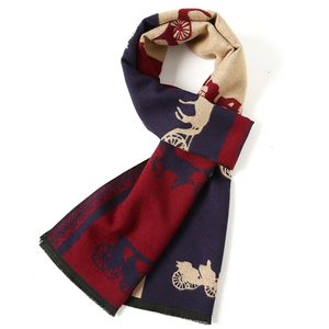 Scarves Men s Autumn Winter Horse Pattern Scarf Luxury Gentleman Cashmere Feel Muffler Student Spring Fall Wrap Soft Warm Neckerchief 231101