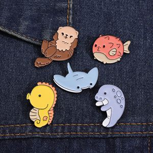 Sea Animals Creaturess Funny Enamel Brooch Pins Set Aesthetic Cute Lapel Badges Cool Pins For Backpacks Hat Bag Collar Diy Fashion Jewelry Accessories Wholesale