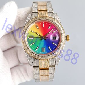 Diamond Watch Mens Automatiska mekaniska diamanter Bezel Watches Sapphire Waterproof Arm Wristwatch Fashion Wristwatches Luxury Rainbow Color