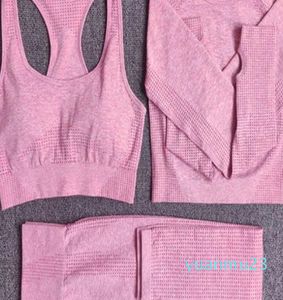 Set da yoga alla moda senza cuciture pezzi allenamento abbigliamento sportivo abbigliamento da palestra fitness manica lunga crop top pantaloni da yoga a vita alta leggings sport