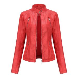 Jaquetas de couro falso de couro feminino para mulheres outono primavera casaco feminino preto vermelho marrom mulheres moto biker jaqueta com zíper chaqueta cuero mujer 231101