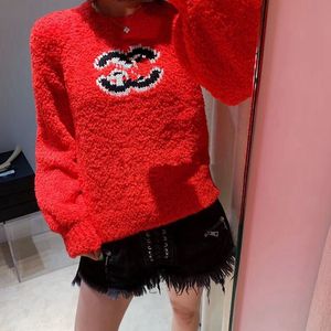 CC small fragrant wind round neck lamb fur coat spring and autumn bottom letter explosion sweater woman