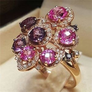 Solitaire Ring Pure 18k Rose Rese Red Ruby Gemstone للنساء Anillos de Bague Bizuteria Jewelry 231101