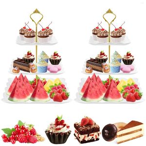 Bakeware Tools 2 PCS Dessert Cupcake Stand med 3 -nivå återanvändbar tårta Display Drable Holder Elegant Decorative Tower