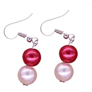 Dingle örhängen främjande gåvor anpassade trendiga vita röda pärlor dst symbol smycken