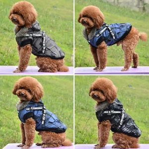 Dog Apparel Dogs Winter Coat Puppy Extra Warm Plush Jacket Waterproof Windproof Pet Clothes With Harness For Hiking Camping