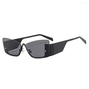 Sunglasses Cat's Eye Women Half Frame Glasses Black Y2K Frameless Men's For Men Uv400