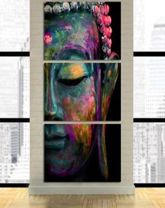Tryckt affisch 3 -bitar duk väggkonst abstrakt zen buddha ansiktsmålning modulär ram andra heminredning9454332