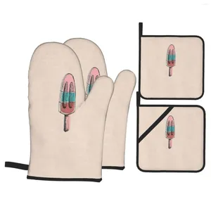 Mitaines de four porte-casseroles et mitaines originales pour la cuisine, ensemble de 4 pièces, ensembles de gadgets, maniques, gants résistants à la chaleur