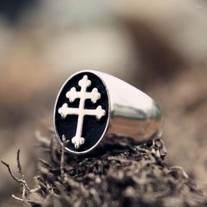 Cluster Rings Men's Steel Lorraine Cross Ring Classic Fashion Religion Party Jewelry