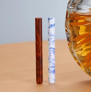 Smoking Pipes Aluminum wood grain wrapped metal pipe Chinese style straight pipe tobacco