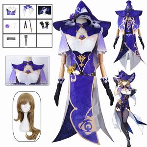 Anime Game Impact Cosplay Costume Genshin Wig Hat Dress Stockings Suits Lisa Wome Halloween Carnival Outfits cosplay