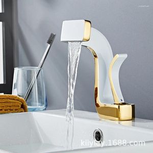 Badezimmer-Waschtischarmaturen, Wasserhahn, Deluxe-Wasserfall, Messing, Waschbecken und kalte Toilette, kreativ, Gold, Schwarz, Chrom