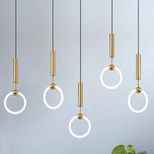 Kolye lambaları Modern Led Işıklar Nordic Ring Sanat Süspansiyon Armatürleri Demir Asma Lamba Yemek Odası Restoran Yatak Odası Merdiven Armatürleri