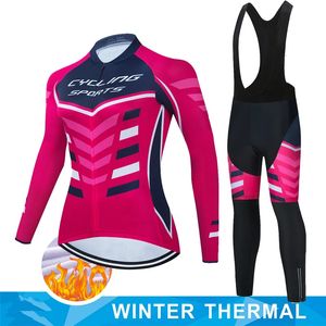 Комплекты трикотажа для велоспорта Женский комплект Pro Team Uniform Cycle Road Bike Зимняя термофлисовая одежда Спортивная одежда Mtb Мужская короткая одежда 231102