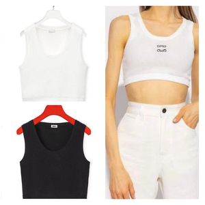 Women Tops T-shirt Knits Tees Cropped Tank Top Cotton Jersey Embroidered Anagram Shorts Yoga Suit Sport Wear Fiess Bra Mini Outfits Solid Elastic Backless
